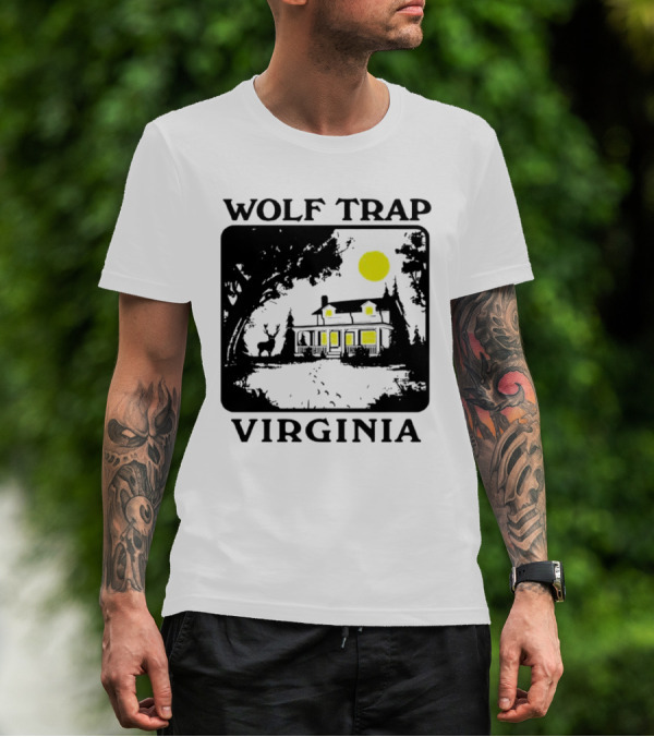 Wolf Trap Virginia Night Scene With Cabin And Deer T-Shirt