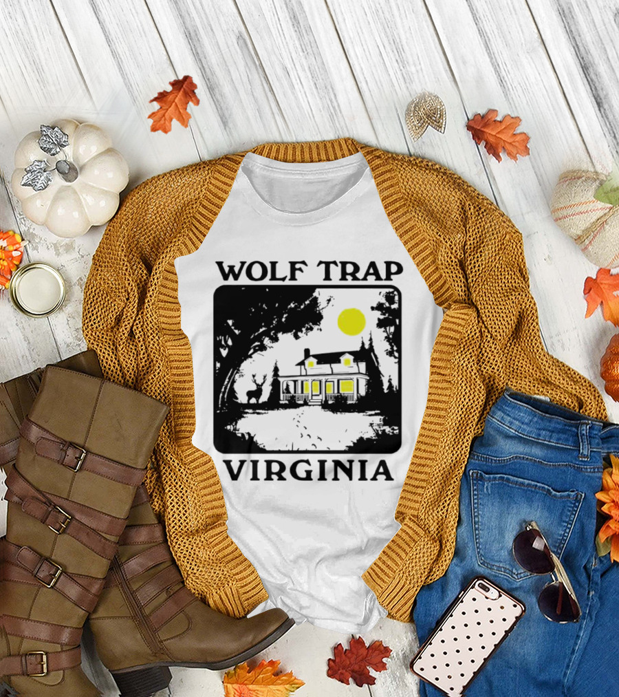 Wolf Trap Virginia Night Scene with Cabin and Deer T-Shirt