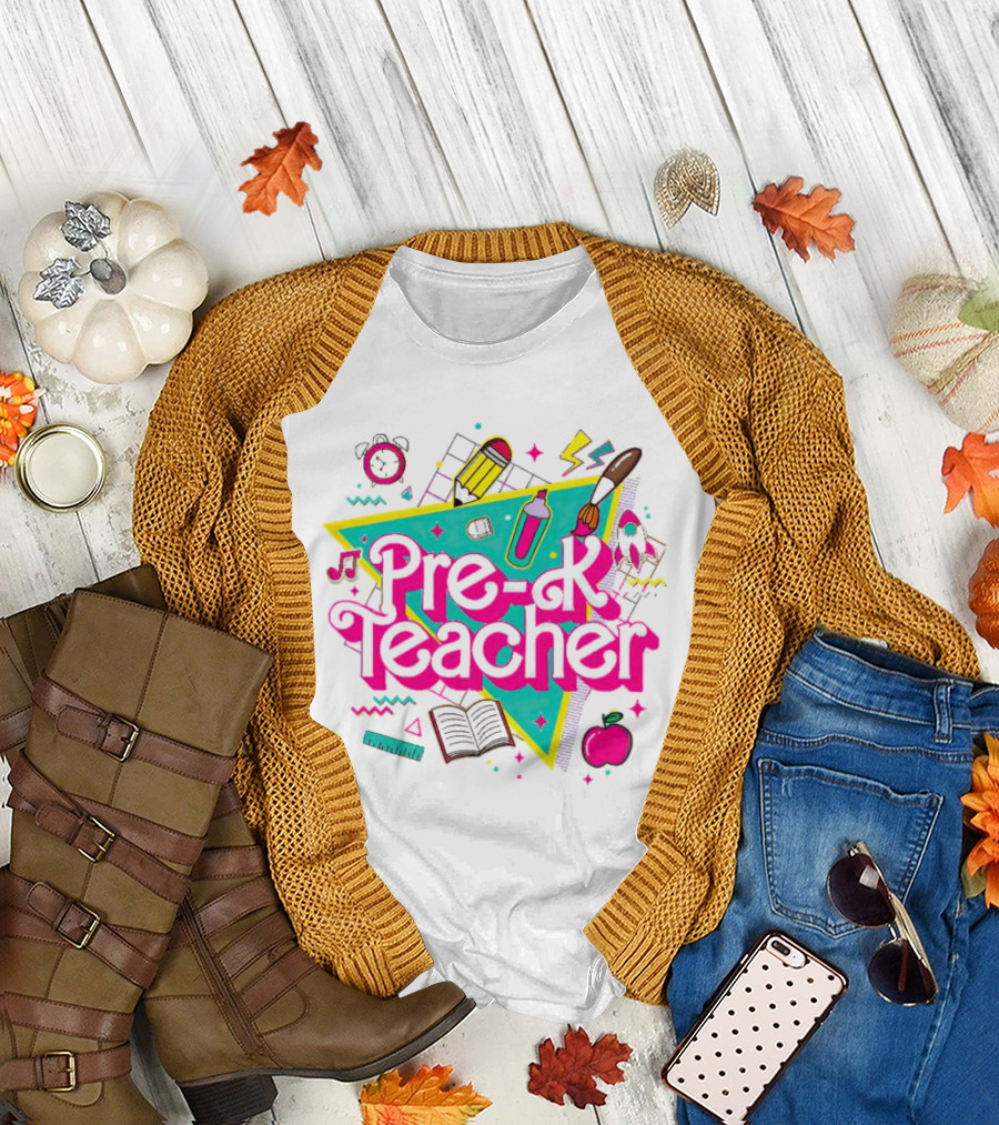 Barbie Pre-K Teacher Colorful School Supplies T-Shirt
