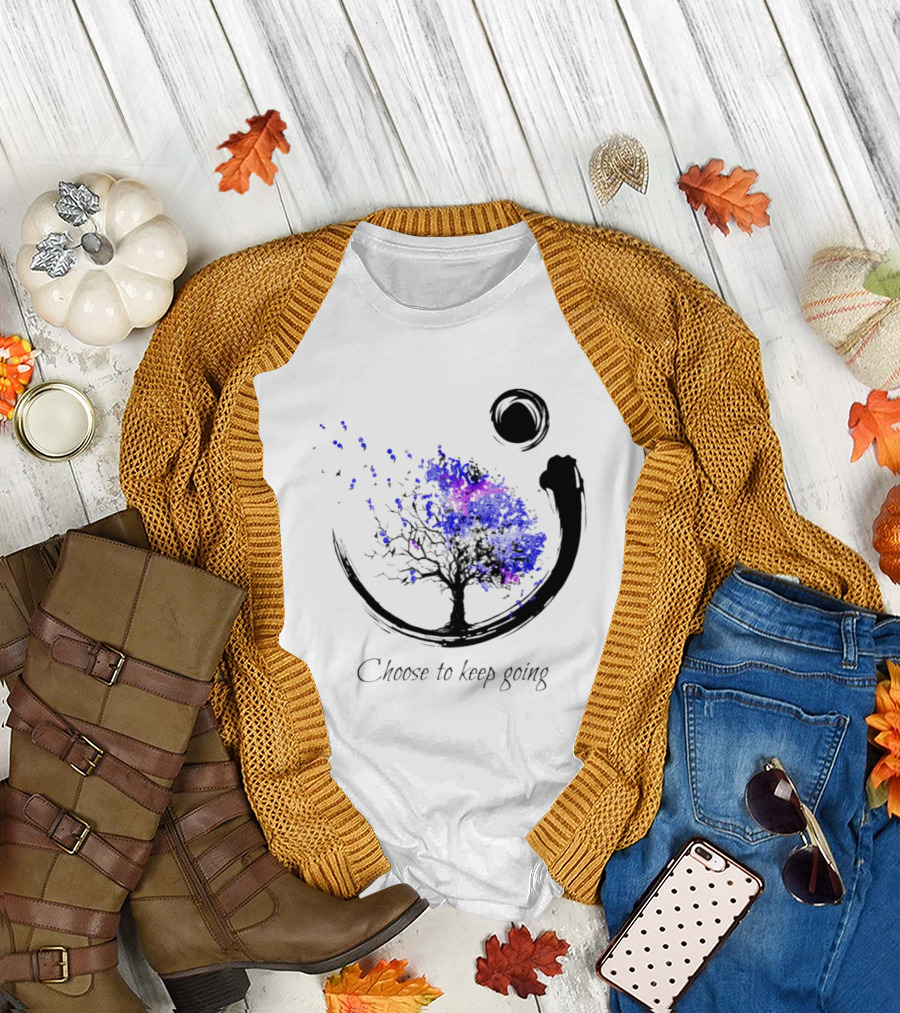 Choose to Keep Going Enso Tree with Splatter Art and Circle T-Shirt