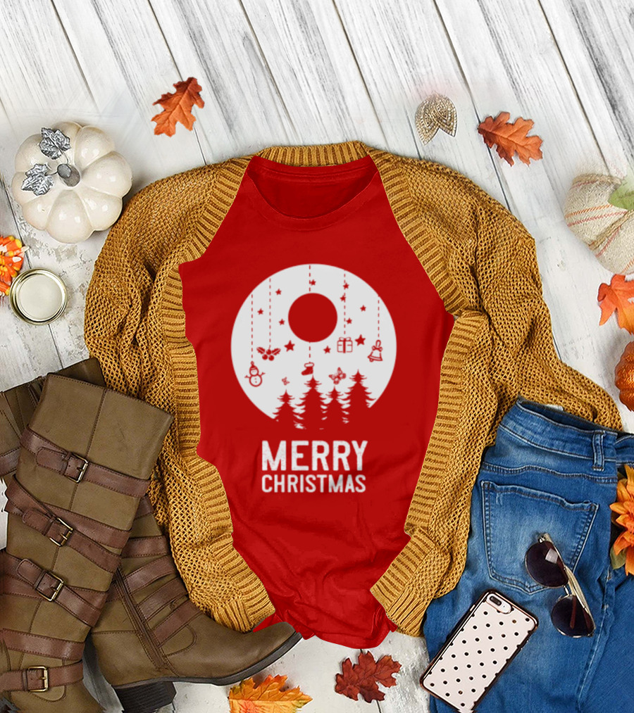 Merry Christmas Snowman Trees Stars and Presents T-Shirt