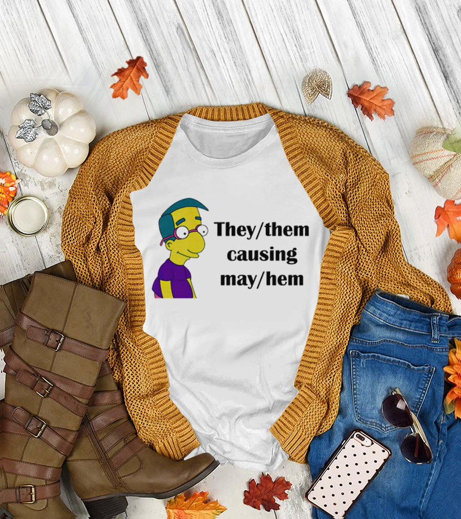Milhouse Van Houten They/Them Causing Mayhem T-Shirt