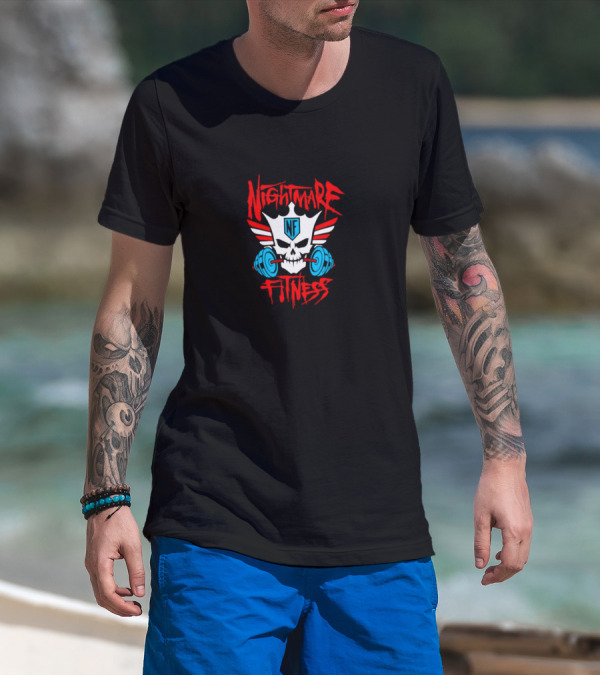 Nightmare Fitness NF Skull Wings Barbell Emblem T-Shirt