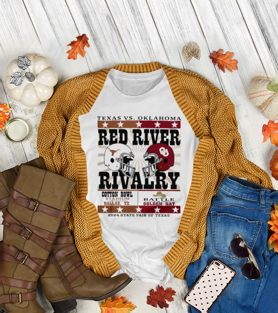 Texas vs. Oklahoma Red River Rivalry Cotton Bowl Battle for the Golden Hat 2024 State Fair of Texas T-Shirt