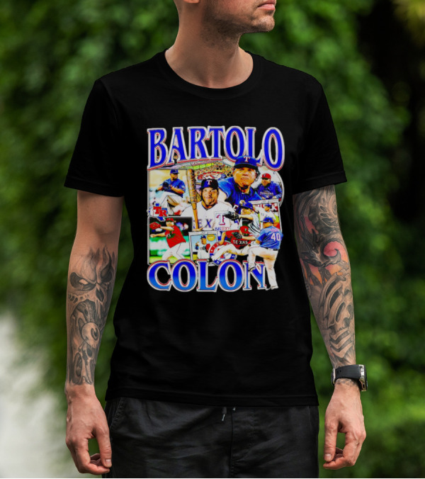 BARTOLO COLÓN Texas Rangers Pitching Action Collage T-Shirt