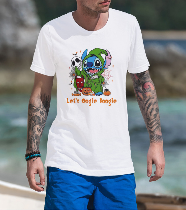 Stitch Let's Oogie Boogie Halloween Pumpkins And Masks T-Shirt