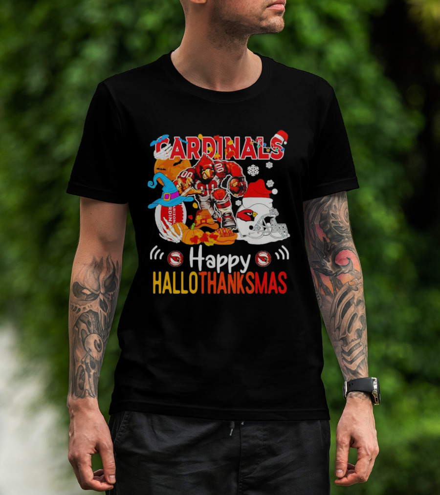 Cardinals Mascot 88 Happy Hallothanksmas Arizona T-Shirt