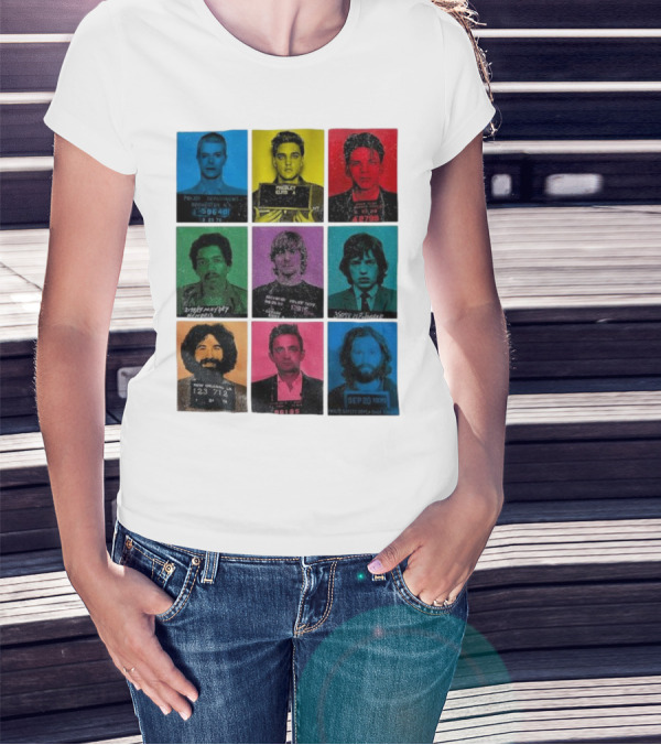 Police Department Mugshots Vintage Music Icons T-Shirt