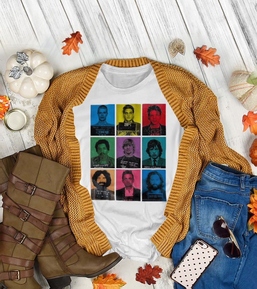 Police Department Mugshots Vintage Music Icons T-Shirt