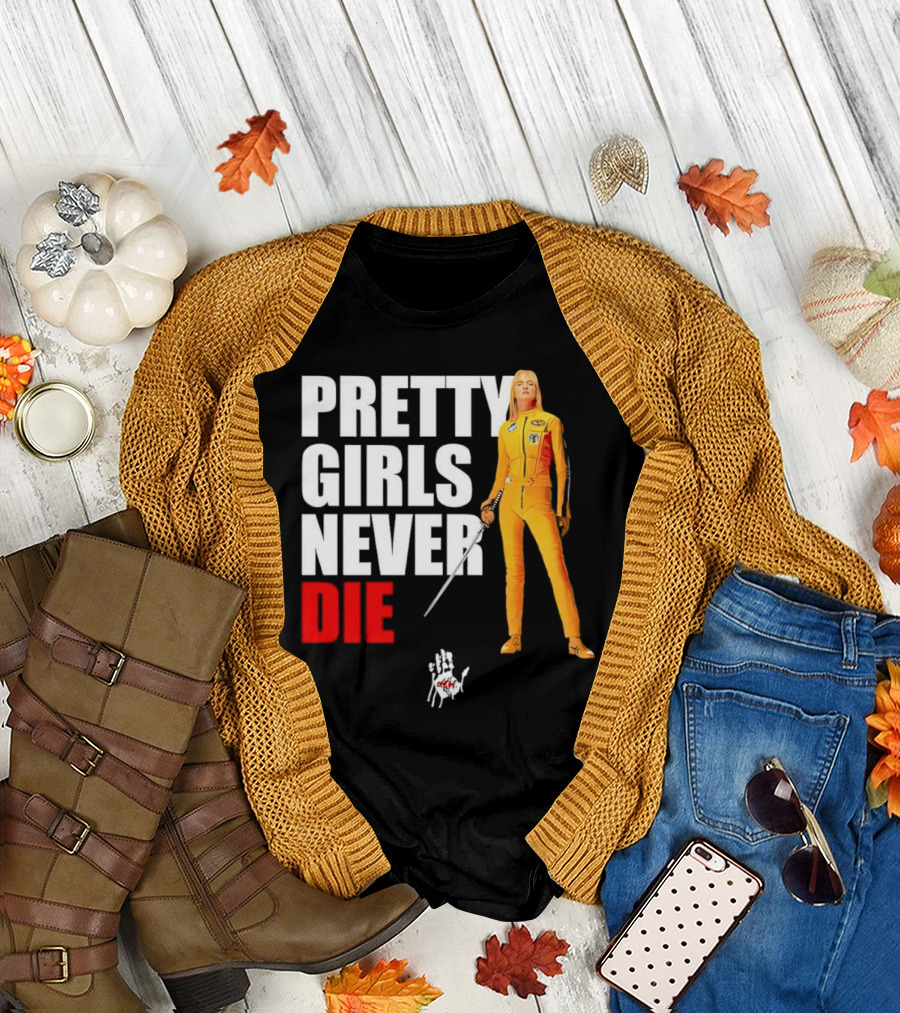 Pretty Girls Never Die Uma Yellow Jumpsuit Sword T-Shirt