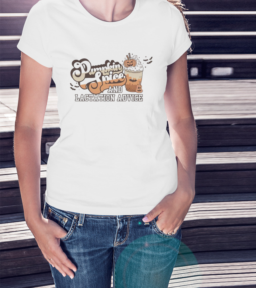 Pumpkin Spice And Lactation Advice Halloween Coffee Pumpkin T-Shirt