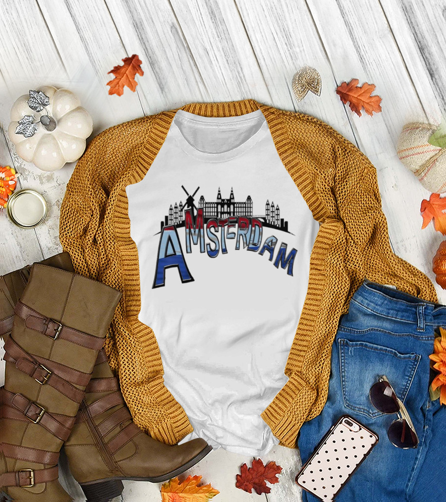 Amsterdam Dutch Skyline Windmill Souvenir T-Shirt