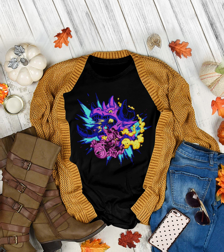 Blizzard Gear Warcraft Rumble Vibrant Dragon Mech Battle Explosion T-Shirt