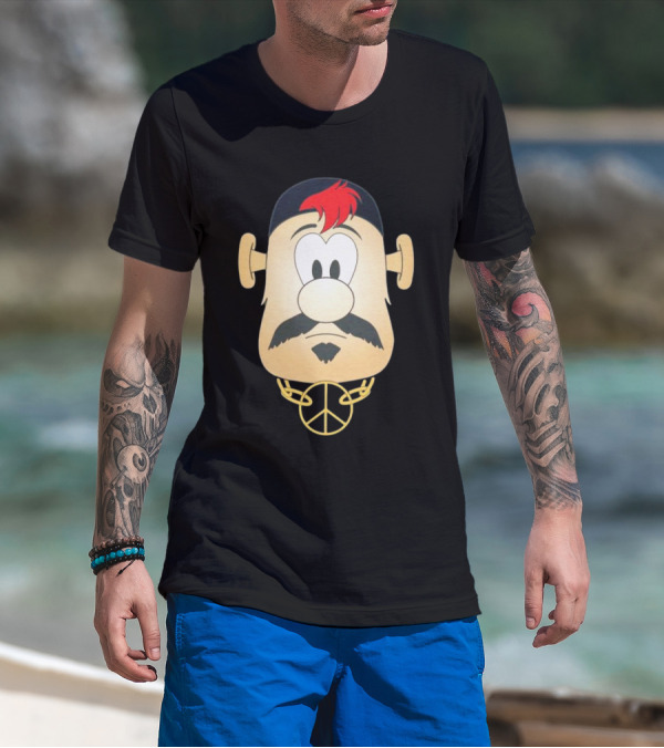 Blooper Strider Cartoon Face With Peace Necklace T-Shirt