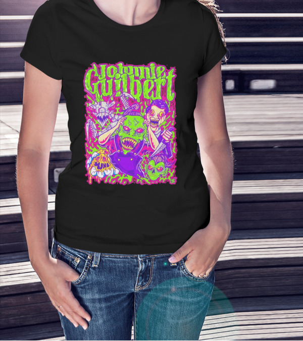 Johnnie Guilbert Haunted Ghouls Monster Faces T-Shirt