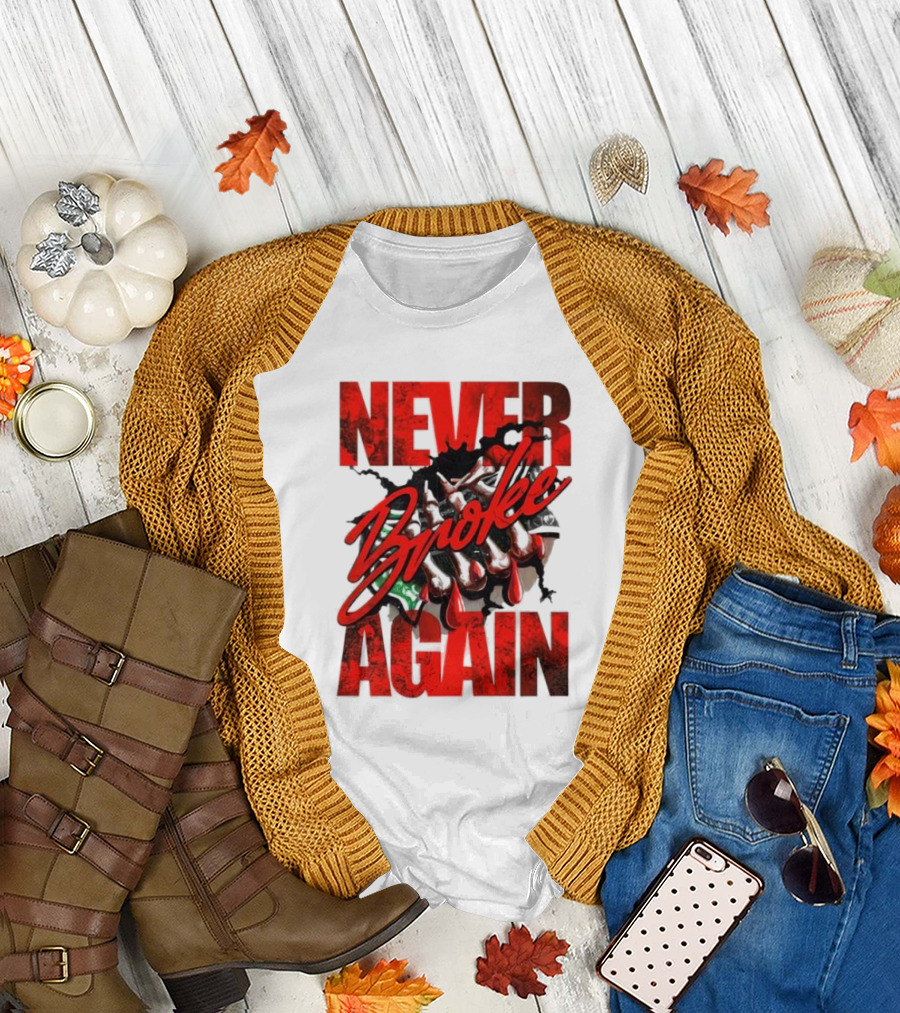 Never Broke Again Red Dripping with Money Seafoam Highlights T-Shirt