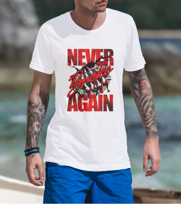 Never Broke Again Red Dripping With Money Seafoam Highlights T-Shirt