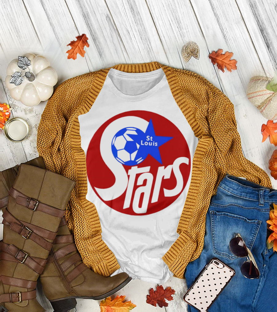 St Louis Stars Soccer 1977 NASL Classic Logo with Soccer Ball and Blue Star T-Shirt