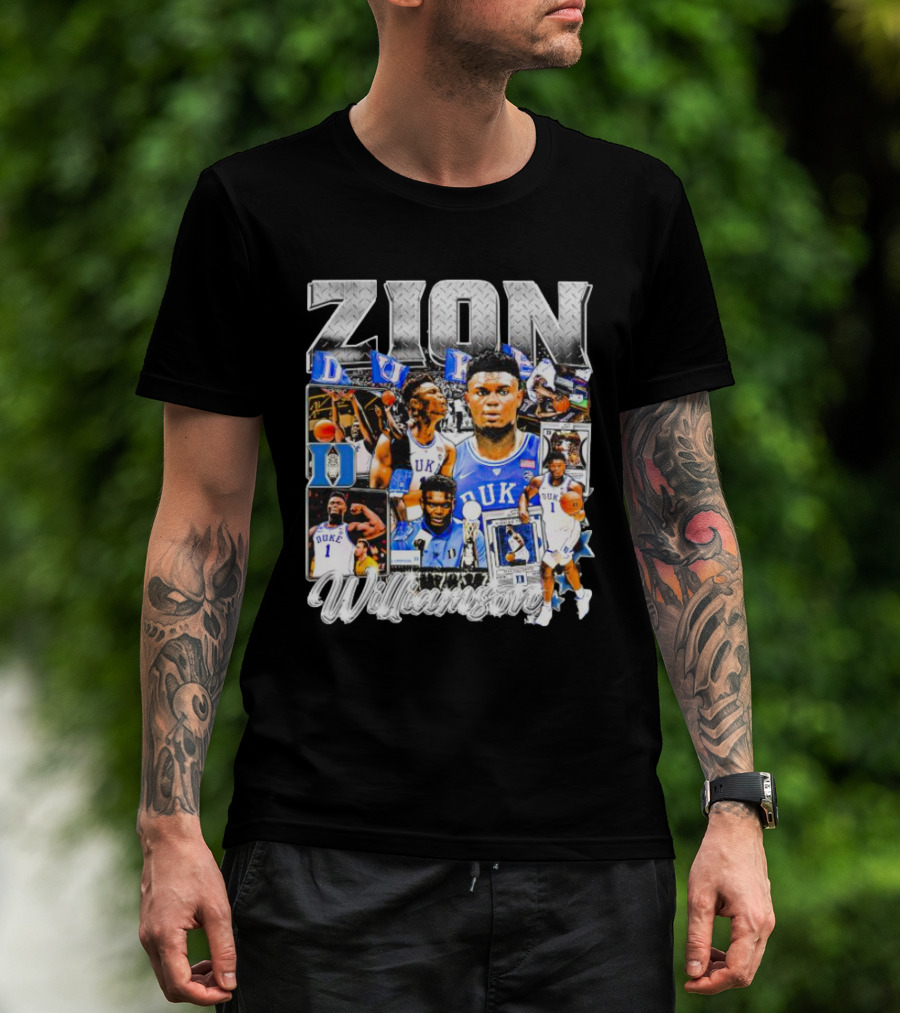 Zion Williamson Duke Blue Devils Collage Basketball Highlights T-Shirt
