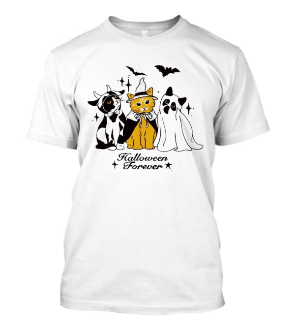 Halloween Forever Cats Witch Ghost Costumes Bats T-Shirt