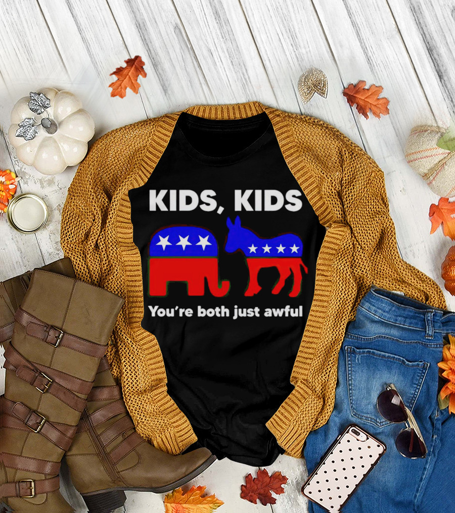 Kids Kids You're Both Just Awful Elephant Donkey Stars Political Humor T-Shirt