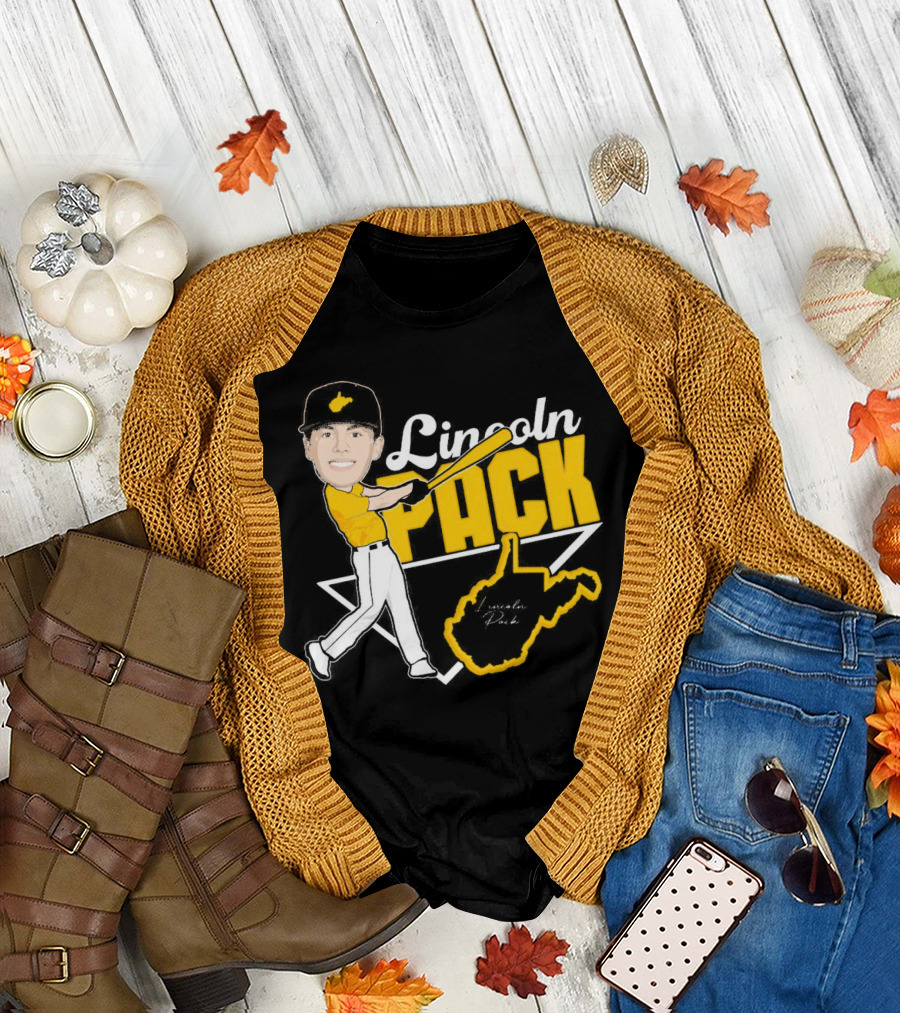 Lincoln Pack Baseball Caricature with Signature and West Virginia T-Shirt
