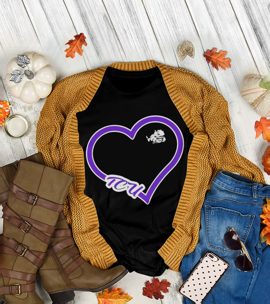 TCU Horned Frogs Purple Heart Outline T-Shirt