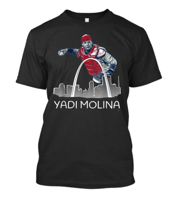 Yadi Molina St. Louis Skyline Arch Baseball T-Shirt