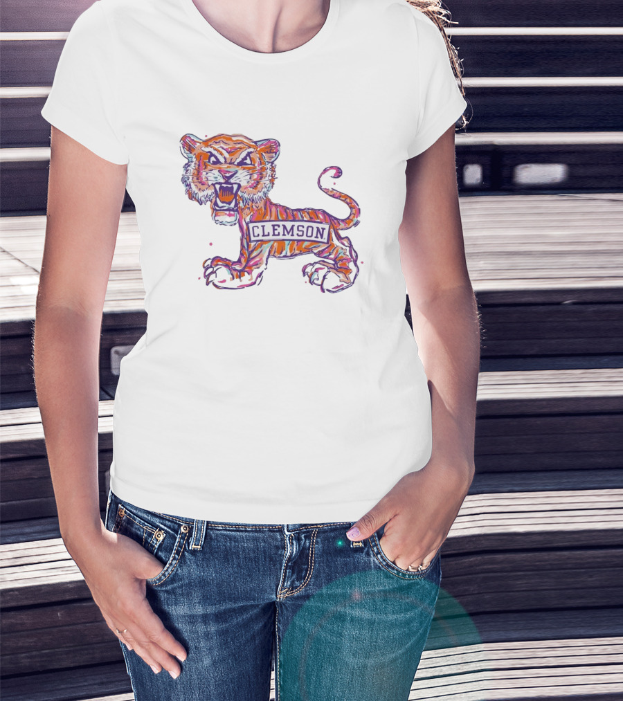 Clemson Tigers Fierce Painted Mascot T-Shirt