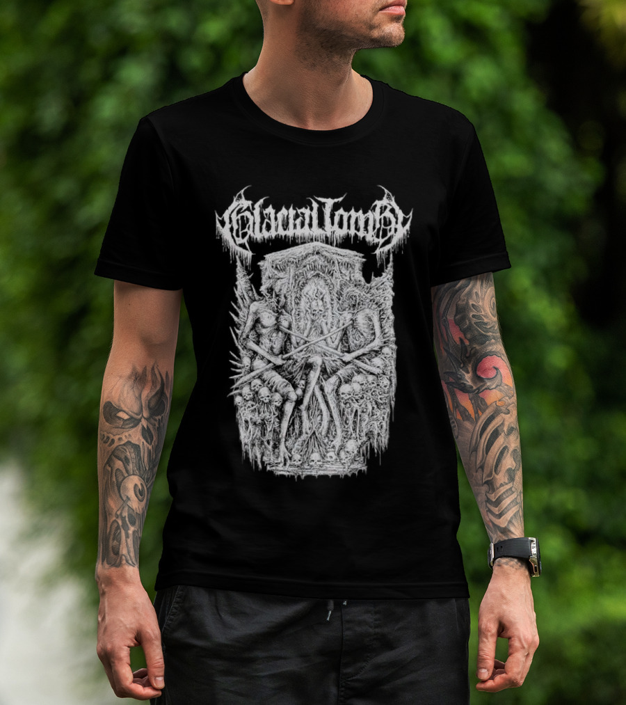 Glacial Tomb Skeletal Throne Of Skulls And Bones T-Shirt