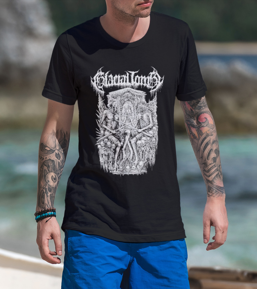 Glacial Tomb Skeletal Throne Of Skulls And Bones T-Shirt