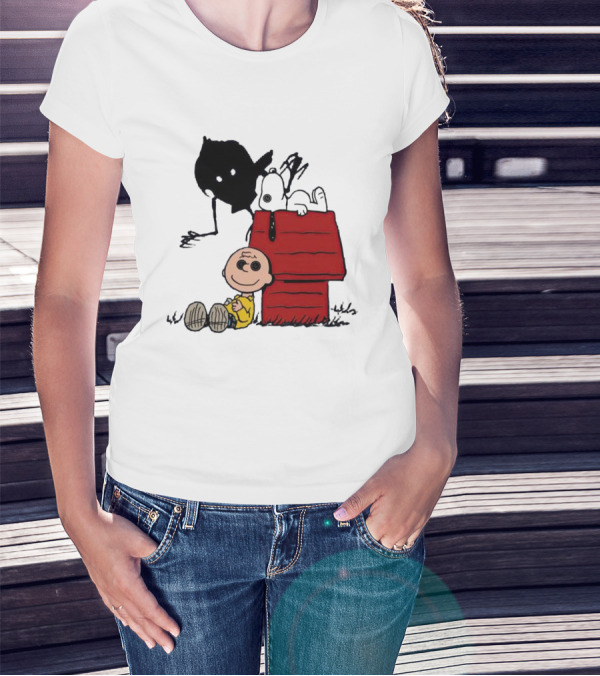 Charlie Brown Snoopy Woodstock Shadow Doghouse T-Shirt
