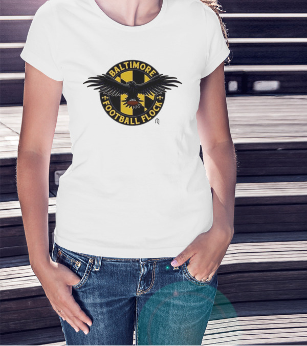 Baltimore Football Flock Raven Maryland Flag Crest T-Shirt