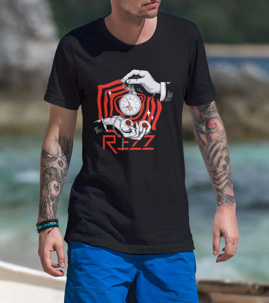 Rezz Hypnotic Timepiece Artwork With Pocket Watch And Optical Illusion T-Shirt