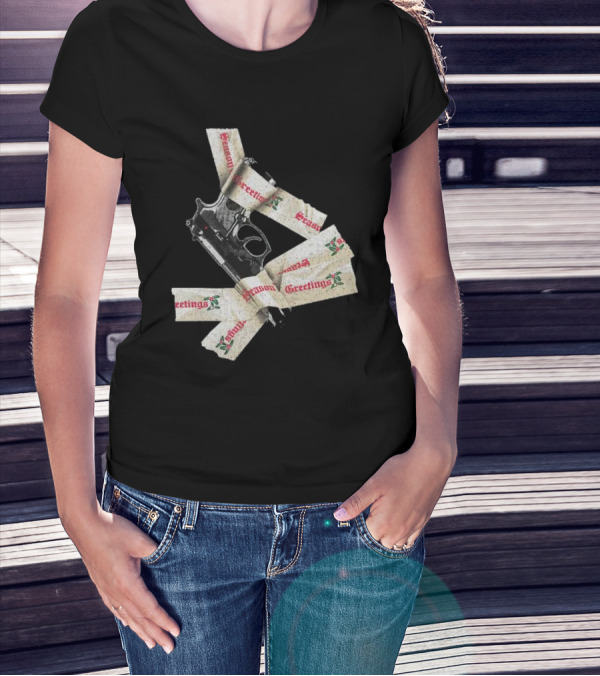 Yippie Ki Yay Seasons Greetings Gun Holiday Humorous Reference T-Shirt