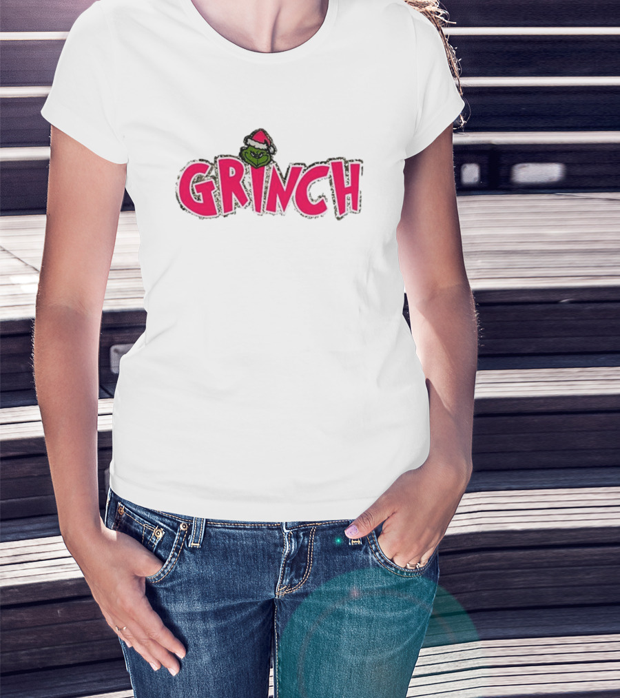 Grinch Pink Southern Shack Santa Hat T-Shirt