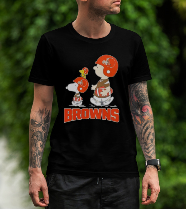 Snoopy Charlie Brown Woodstock Football Browns T-Shirt