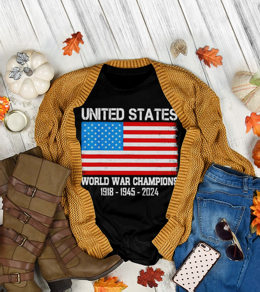 United States Flag World War Champions 1918 1945 T-Shirt