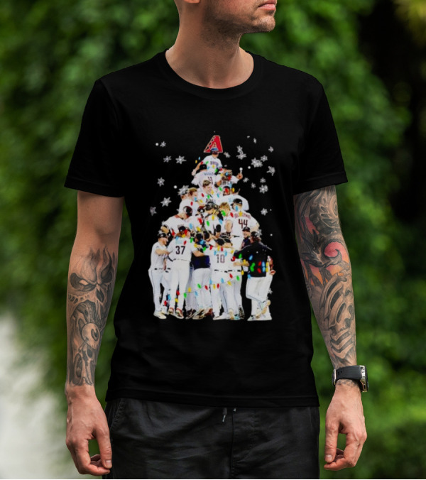 Arizona Diamondbacks Baseball Team Christmas Tree With Logo And Players T-Shirt