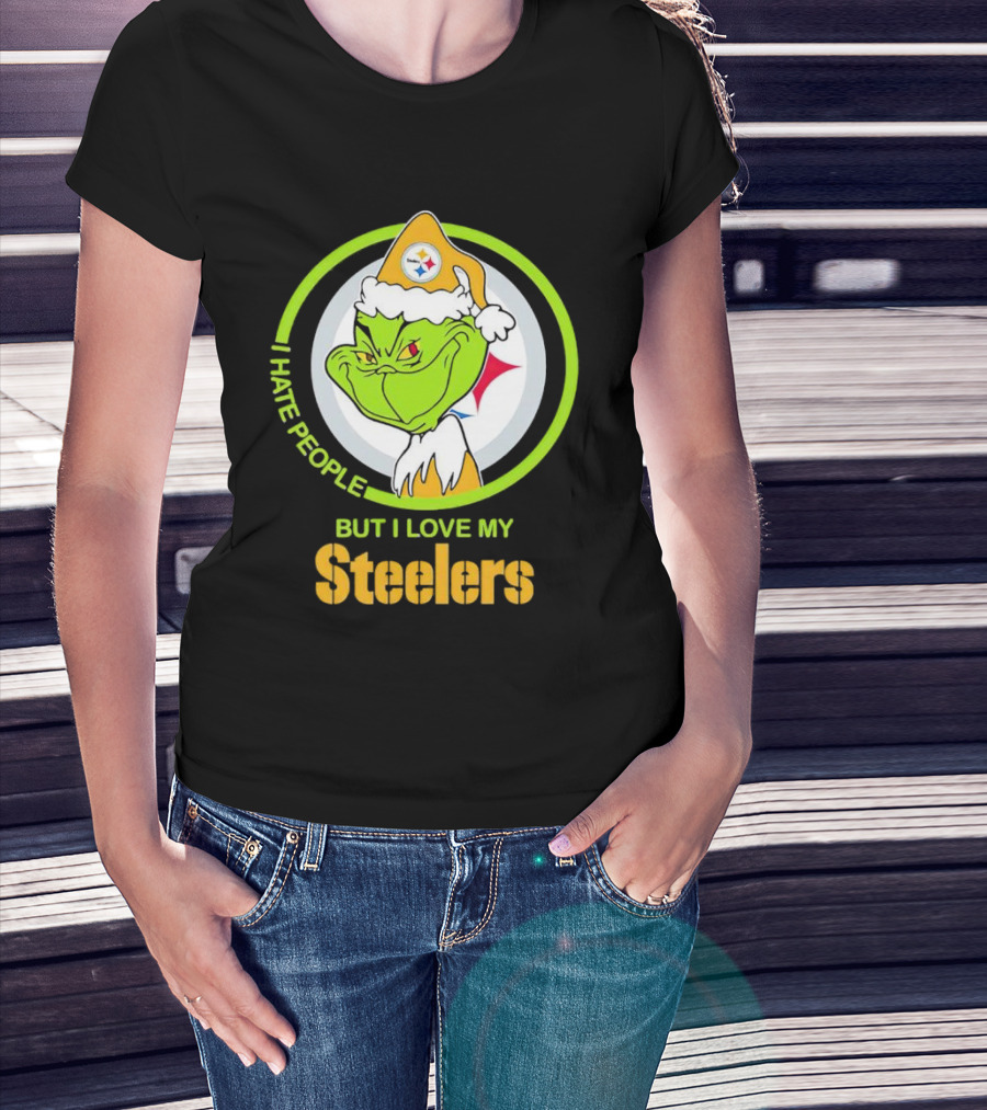 Grinch I Hate People But I Love My Steelers Pittsburgh T-Shirt