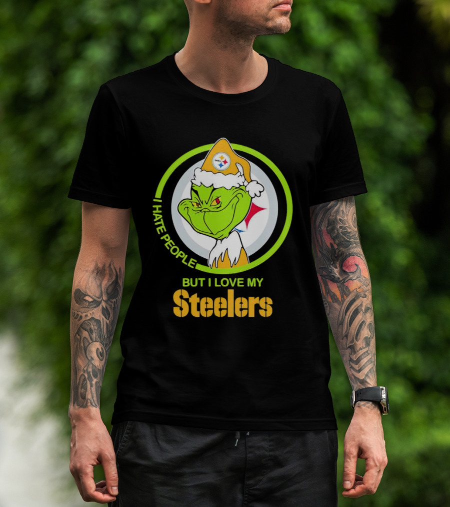 Grinch I Hate People But I Love My Steelers Pittsburgh T-Shirt