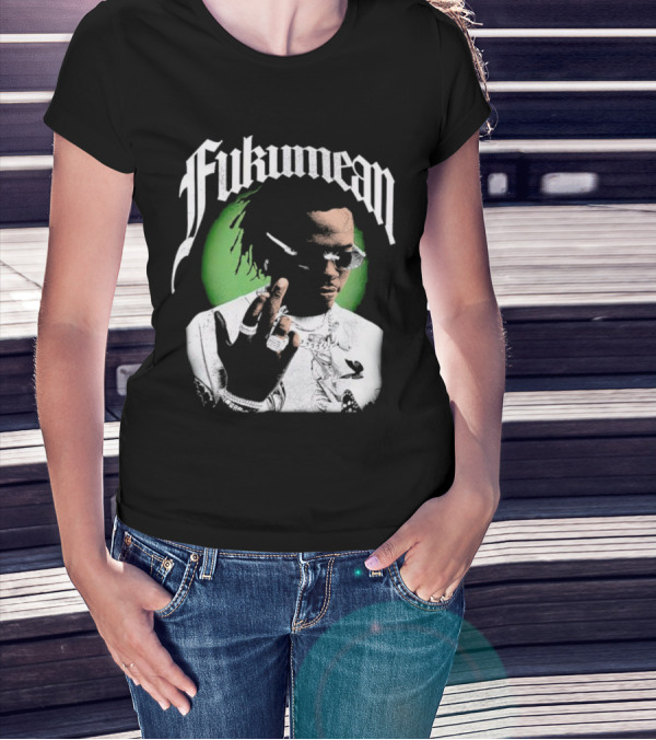 Fukumean 90s Vintage Hip Hop Style With Green Aura T-Shirt