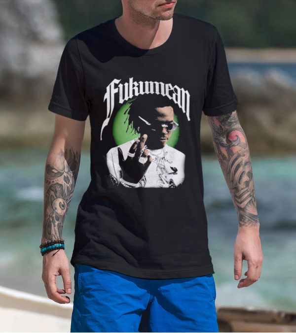 Fukumean 90s Vintage Hip Hop Style With Green Aura T-Shirt