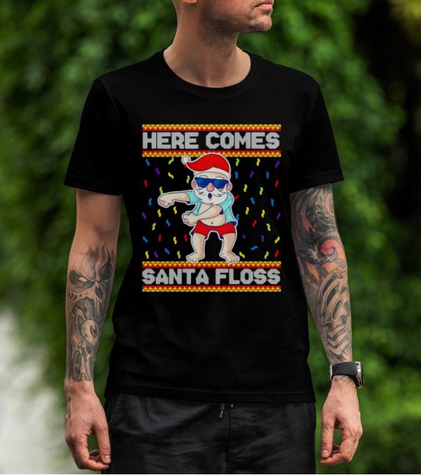 Here Comes Santa Floss Christmas Dance Party T-Shirt