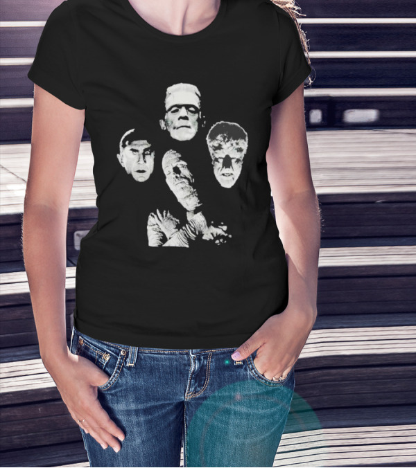Rock Rebel Monster Dracula Frankenstein Mummy Wolfman Horror Band T-Shirt