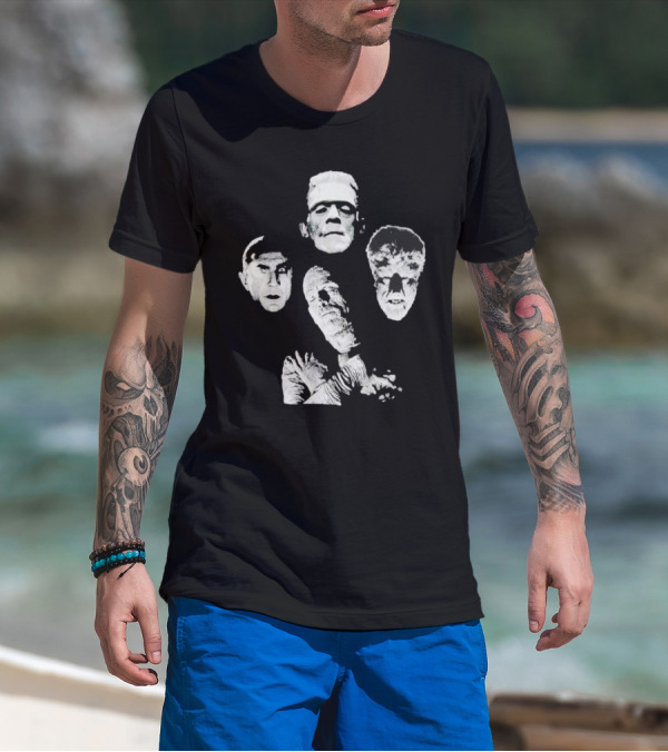 Rock Rebel Monster Dracula Frankenstein Mummy Wolfman Horror Band T-Shirt
