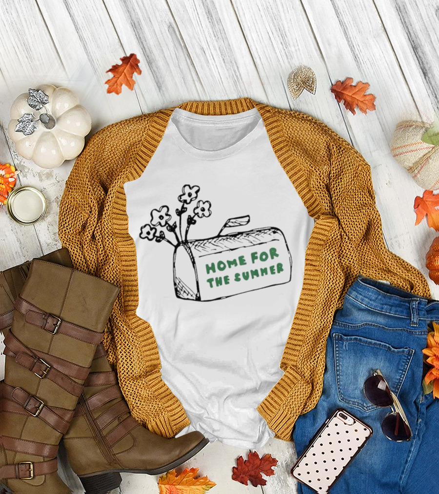 Sara Kays Home For The Summer Graphic with Flowers and Bag T-Shirt