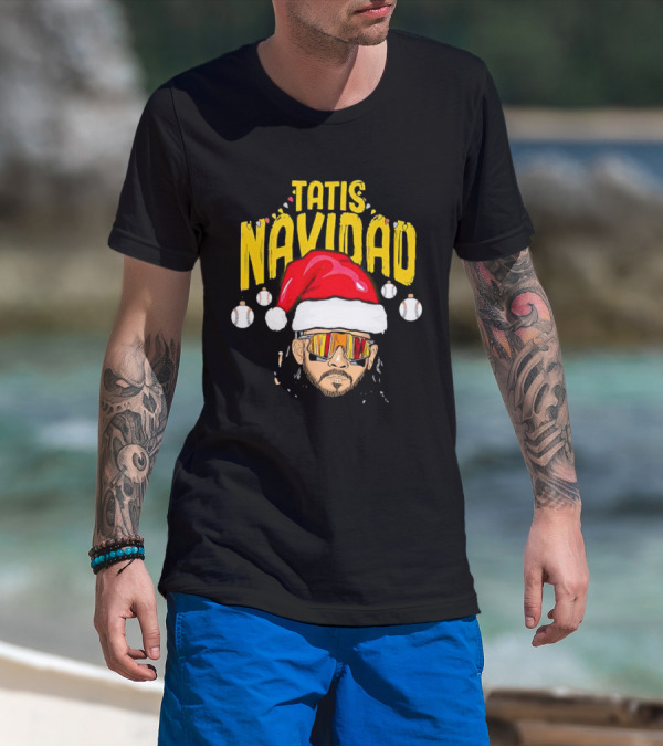 Tatis Navidad Santa Hat Baseball Sunglasses T-Shirt