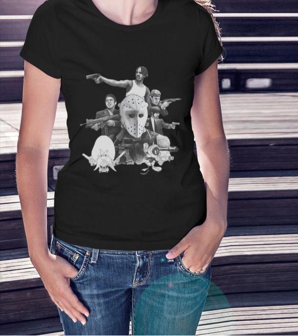 Trust Respect The Shooter Jason Mask Gangsters Anime Characters Gunmen T-Shirt