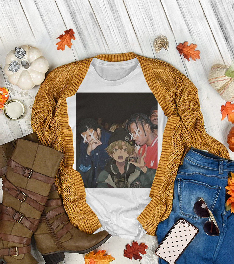 Drake Travis Scott Zenitsu Agatsuma Crossover Demon Slayer Anime T-Shirt